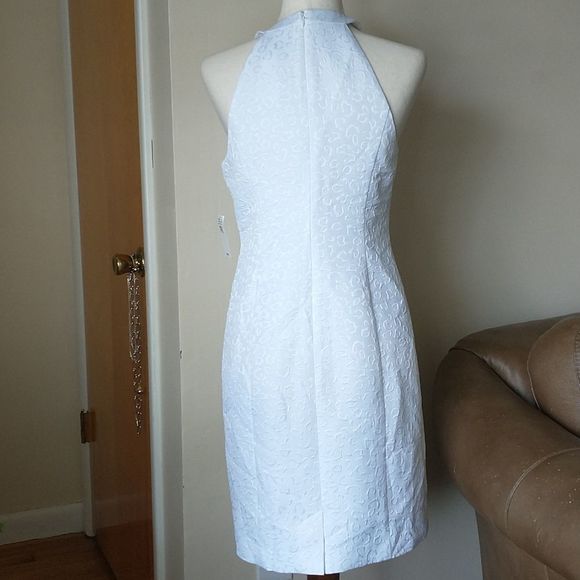 Laundry dress mini bodycon sheath leopard print beads white pink blue size 6 - Picture 6 of 10